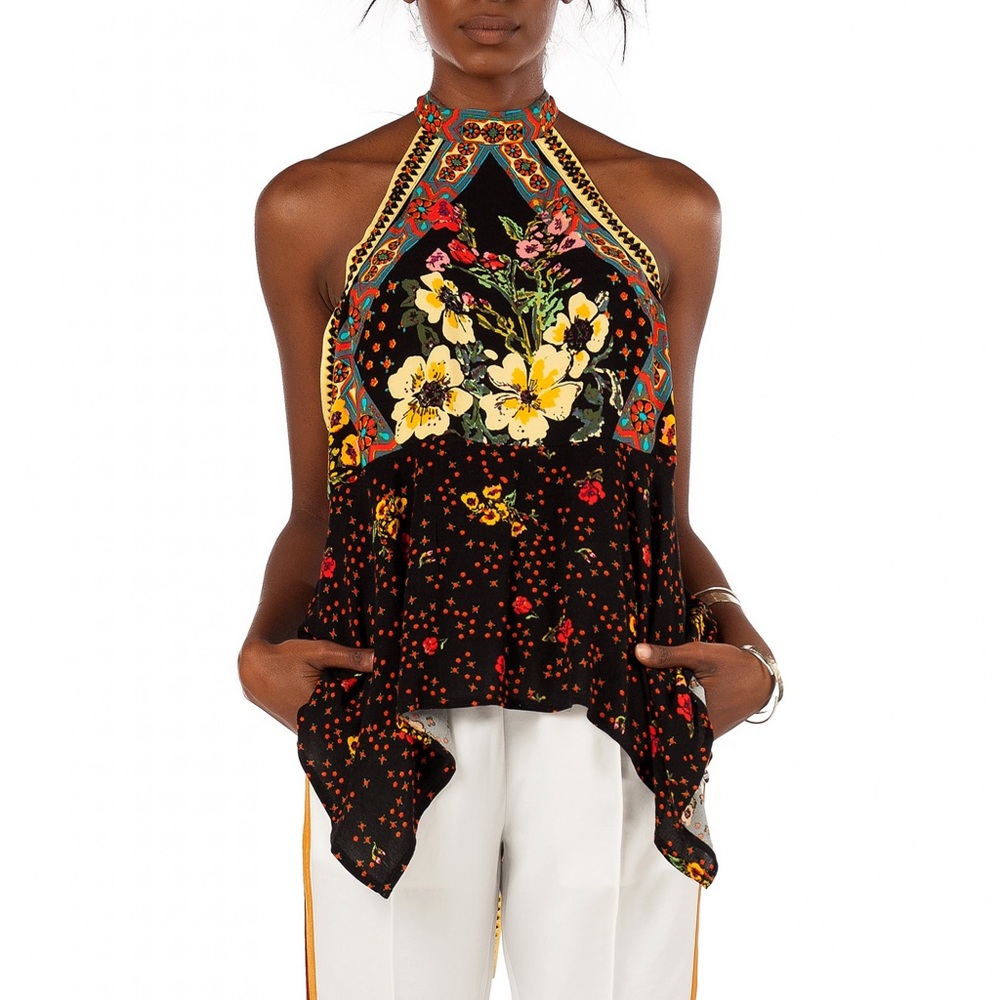 Free People New Wave Halter Top in Black
